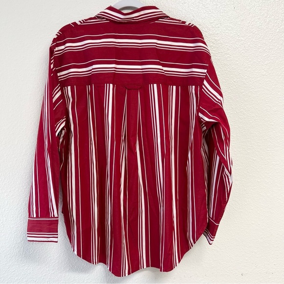 Madewell Oversized Button-Up Shirt in Poplin in Cherry Red Size Medium NWT - Picture 15 of 15